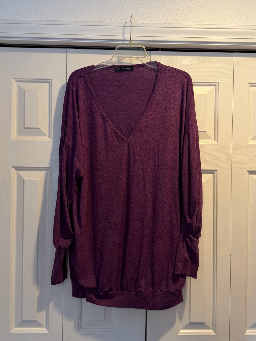 Zanzea EA Purple V-Neck Long Sleeve Tunic Top Oversized Cozy Blouse by NC